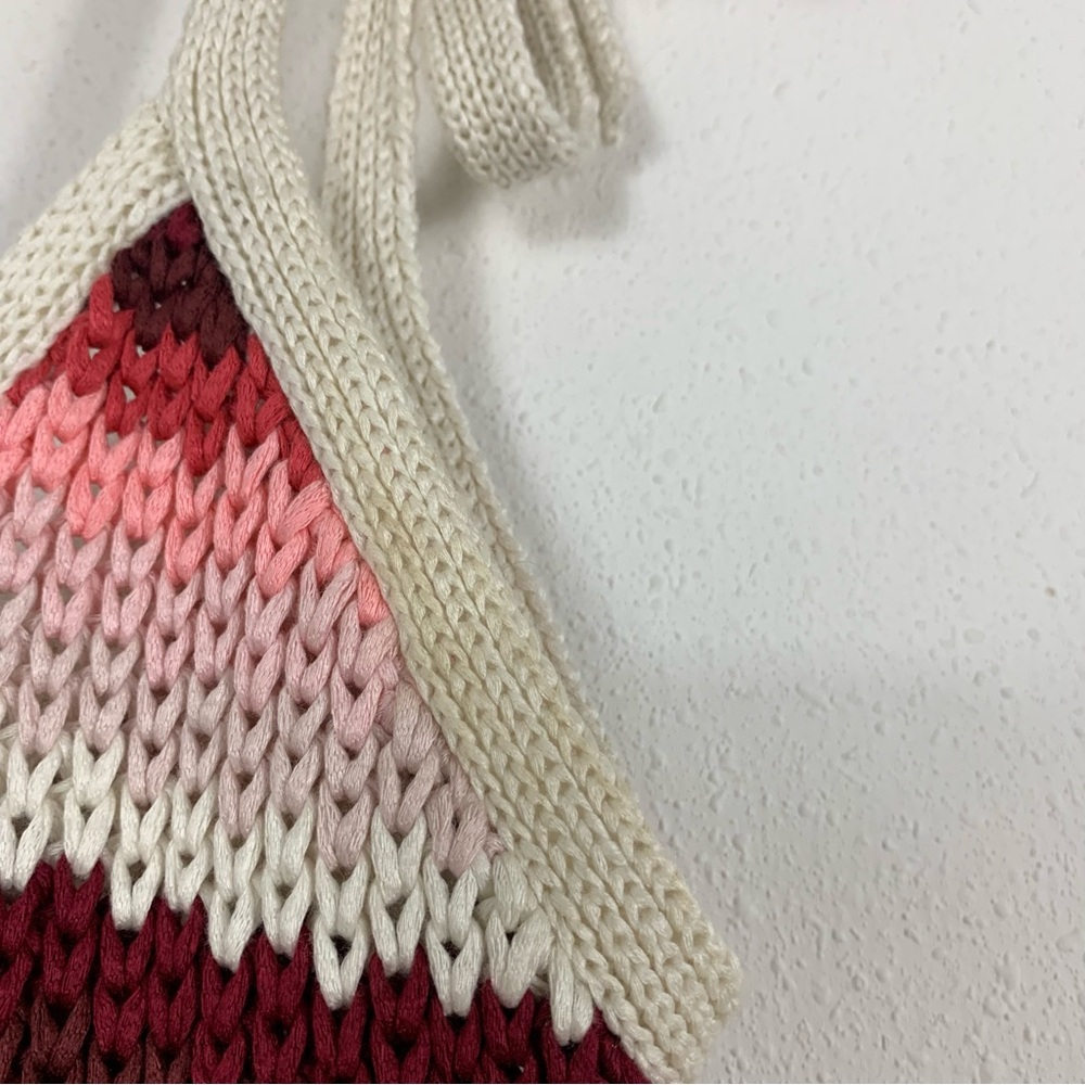 ZARA Striped Knit Midi Dress Red Pink Combo Limited Edition Sz Small - Picture 8 of 13